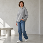 Vintage-wash distressed hooded sweatshirt—a versatile, relaxed-fit casual jacket with a laid-back, dropped-shoulder style.