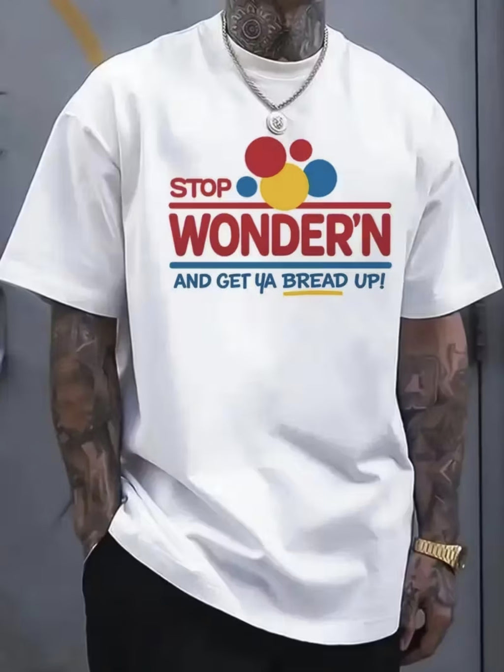 Men's dailyPlus size 5XL 6XL 100 Cotton T-shirt 180g pure cotton with trendy letter printed cotton top T-shirt retro loose short sleeved casual T-shirt machine washable suitable for all seasons comfortable daily wear