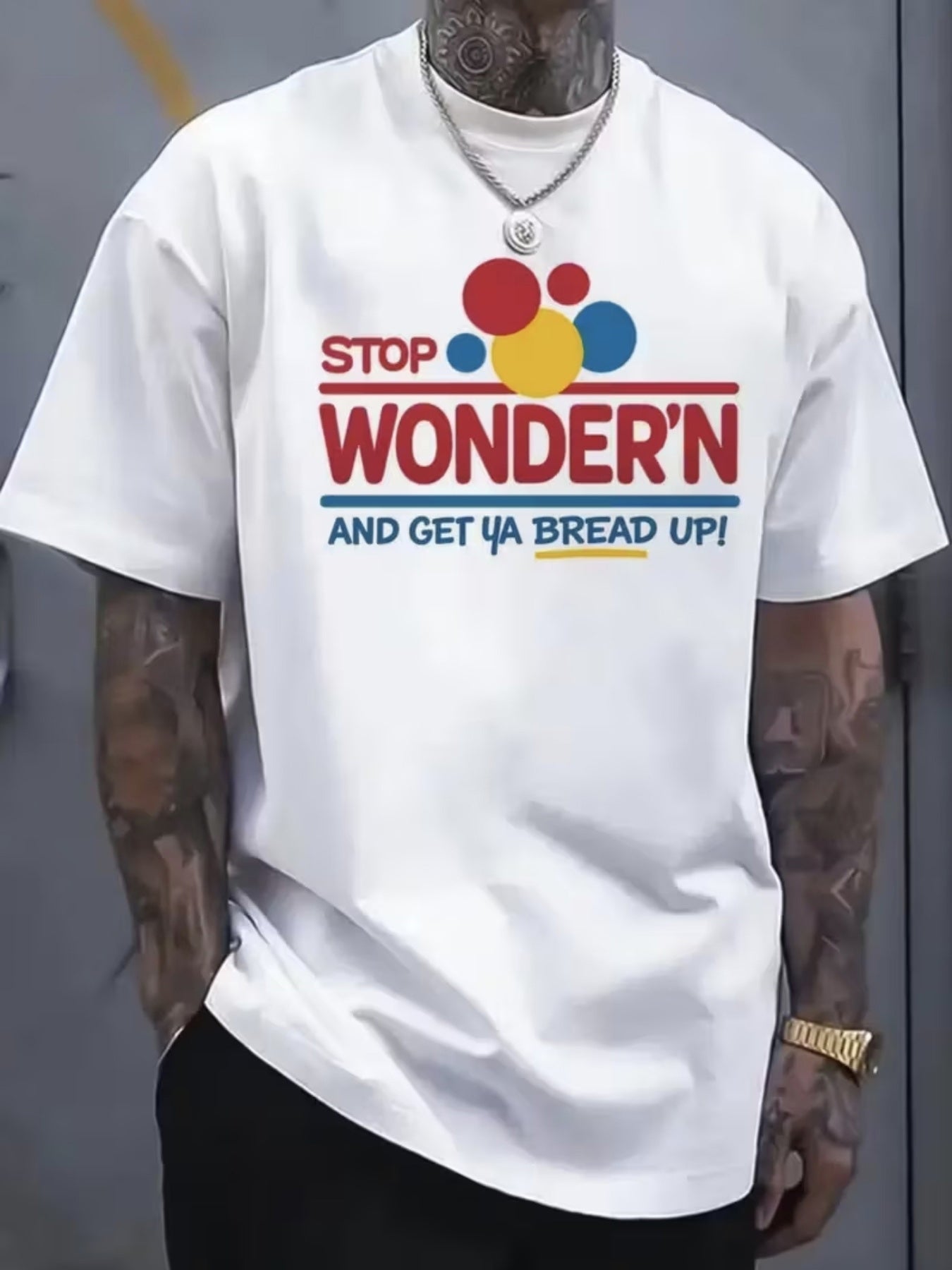 Men's dailyPlus size 5XL 6XL 100 Cotton T-shirt 180g pure cotton with trendy letter printed cotton top T-shirt retro loose short sleeved casual T-shirt machine washable suitable for all seasons comfortable daily wear