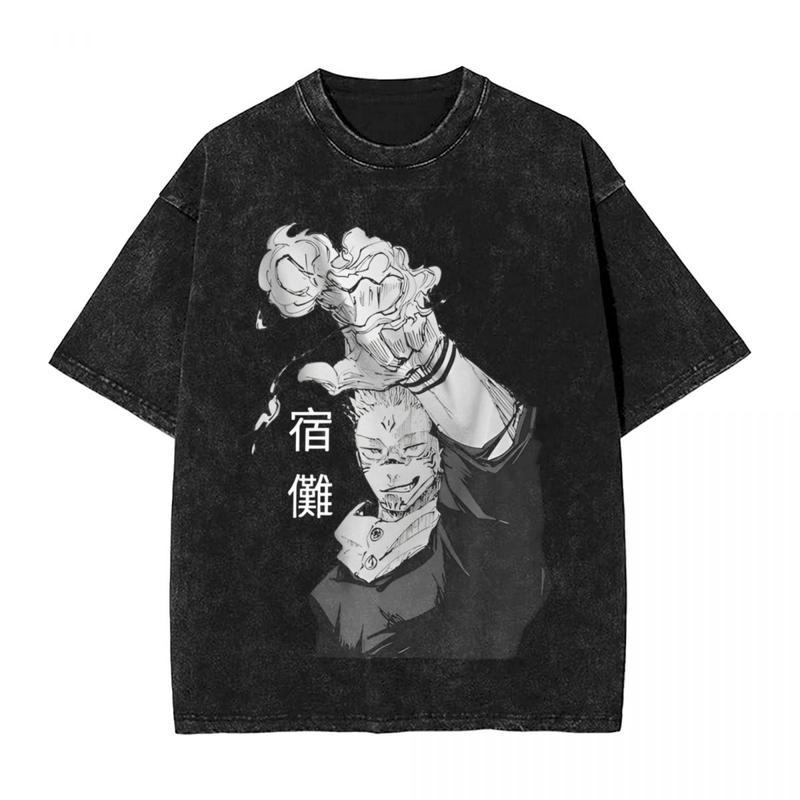 Novelty Men Women Tops Printed Tee Shirt Anime Jujutsu Kaisen GojoT Shirts Washed Cotton Harajuku Cool Ryomen Sukuna T-Shirt Menswear Vintage