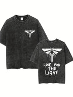 Couple Matching Vintage Washed Printed T Shirt Dragonfly Graphic Dripping Effect Crew Neck Short Sleeve Regular Length Relaxed Fit Hem Detail