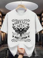 Men's casual retro 100 Cotton T-shirt 180g pure cotton with creative letter print short sleeved casual T-shirt suitable for fitness and outdoor activities, give gifts to friends