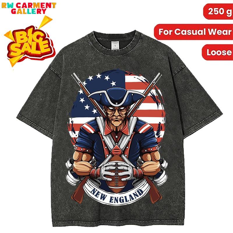 Washed T-shirt New England Football Men's T-Shirt women's and men's tops TikTokShop Black Friday