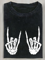 Men's Vintage Rock Logo T-Shirt - 230g Washed Batik Cotton Tee with Long Live Rock Print, Round Neck Casual Music Shirt for Concerts, Festivals & Year-Round Wear - Machine Washable Gift Suitable for Men