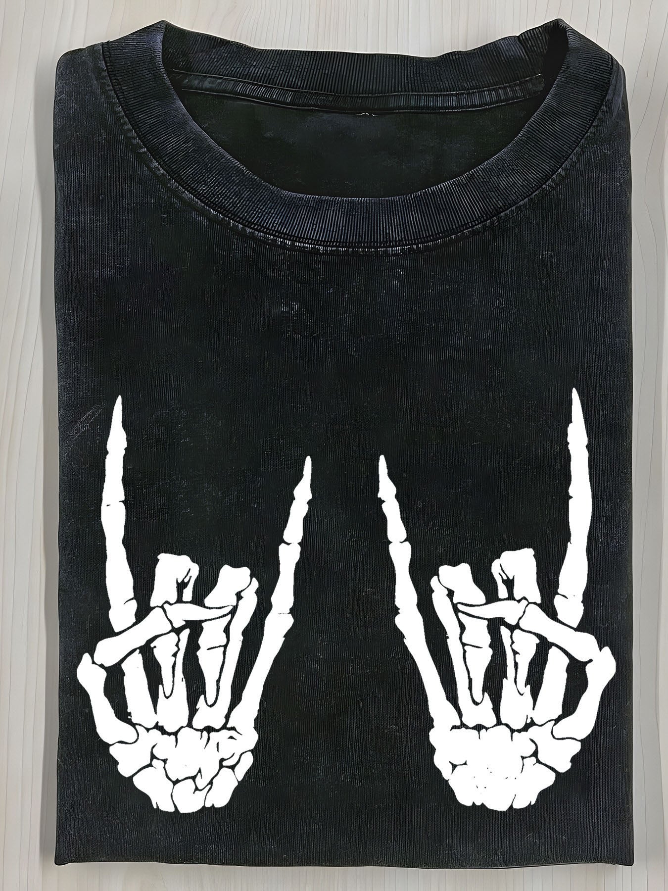 Men's Vintage Rock Logo T-Shirt - 230g Washed Batik Cotton Tee with Long Live Rock Print, Round Neck Casual Music Shirt for Concerts, Festivals & Year-Round Wear - Machine Washable Gift Suitable for Men