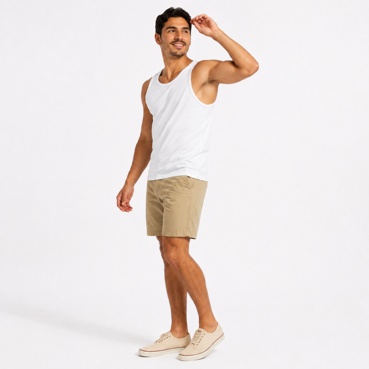 Men's 100% White Cotton Crew-Neck Tank Top – Casual Sleeveless Basic T-Shirt