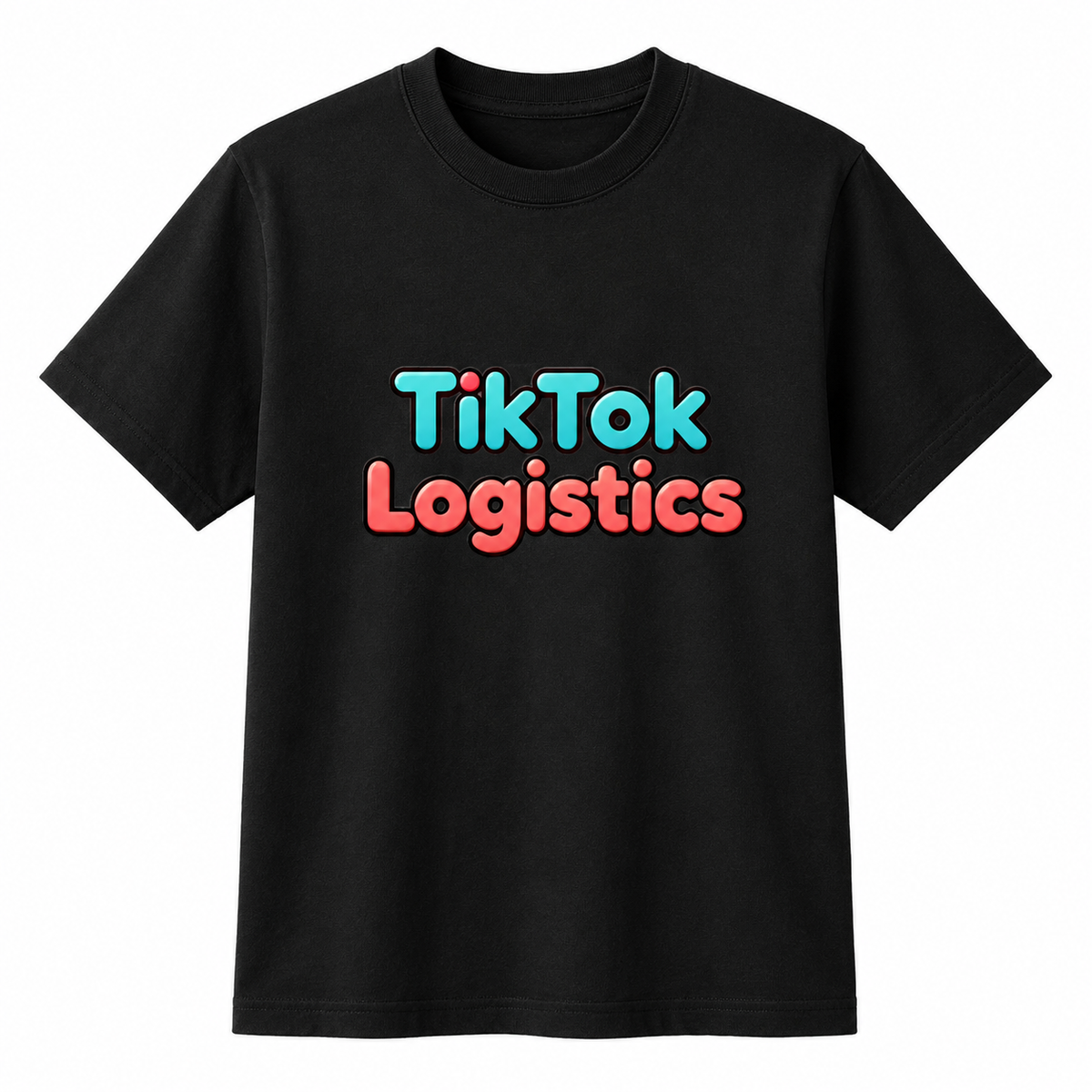 Pure Cotton Casual Short-Sleeve T-Shirt – Trendy Unisex Loose Crew-Neck Top with Fun "TikTok Logistics" Print