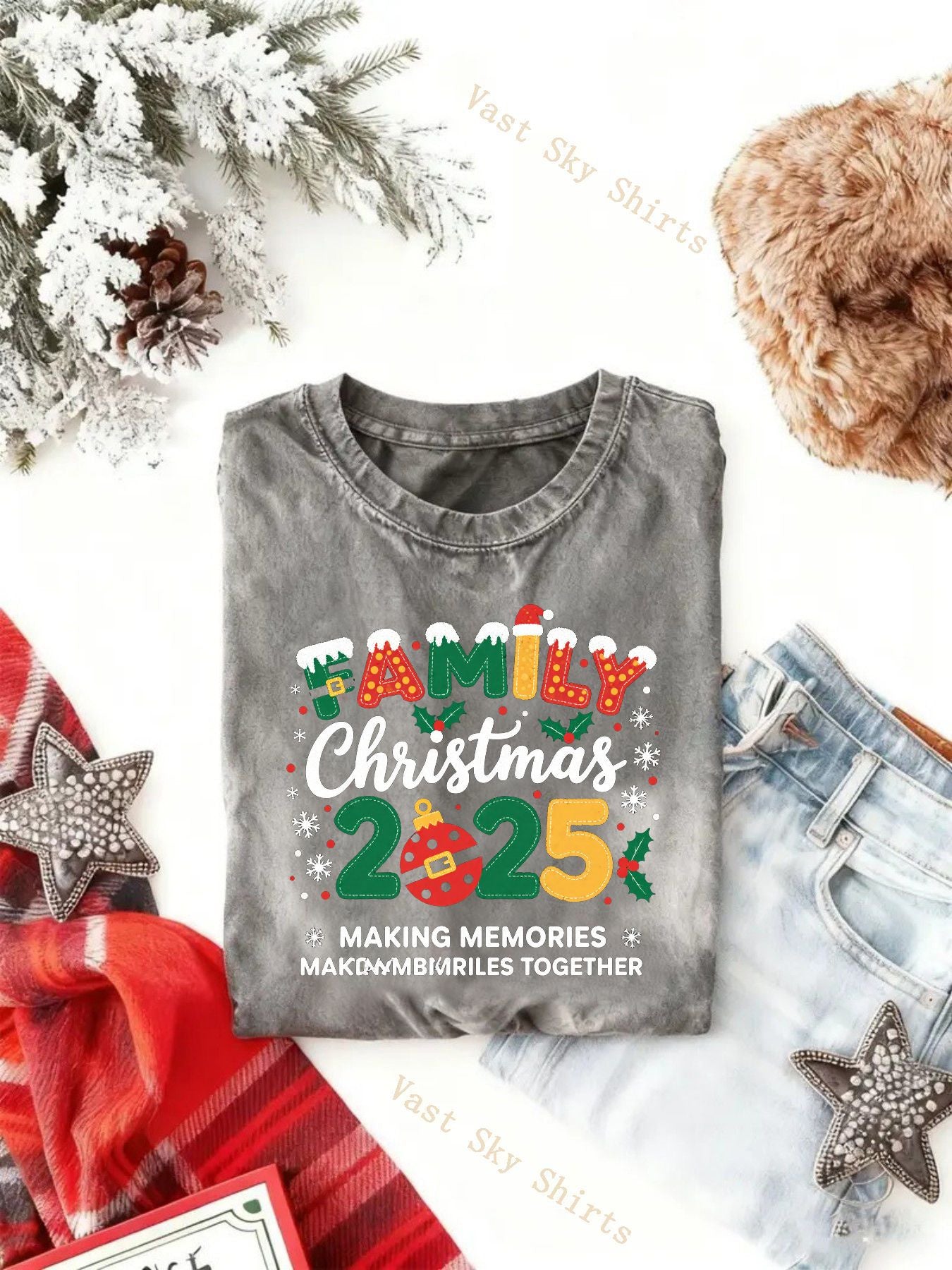 Men's & Women's All-Cotton Bohemian Retro T-Shirt - Vintage Washed Soft Crew Neck Short Sleeve Top, Nostalgic 2025 Christmas Gift, Casual Year-Round Wear, Machine Washable (Unisex)