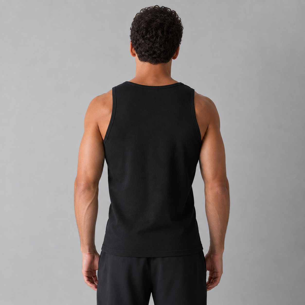 Men's 100% Cotton Black Crew-Neck Tank Top – Casual Sleeveless Sports T-Shirt (Basic Style)