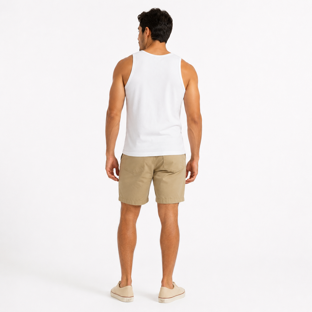 Men's 100% White Cotton Crew-Neck Tank Top – Casual Sleeveless Basic T-Shirt