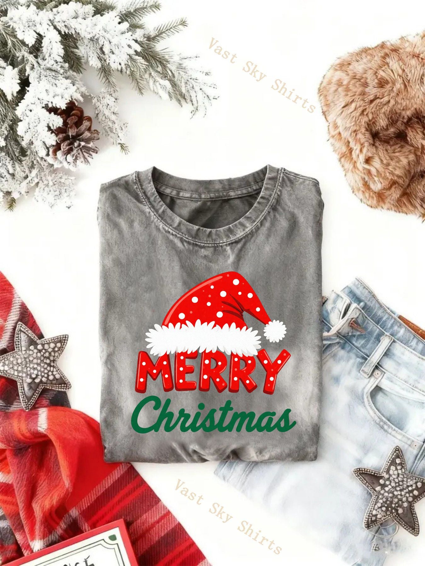 Y2K Retro Vintage Christmas T-Shirt Compatible for Church Worship - Washed Cotton Short Sleeve with Merry Christmas Print, Unisex Casual Holiday Party Outfit, Winter Warmth (Regular/Loose Fit) - Year-Round Wear & Machine Washable