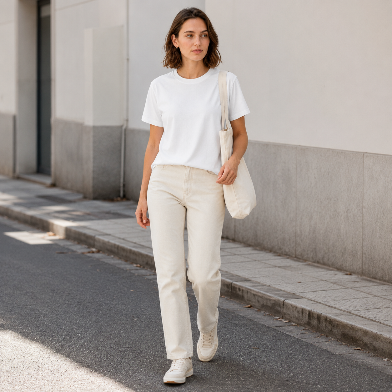 Women's Organic Colored Cotton Short-Sleeve Tee – Soft-Touch, Minimalist Crew Neck, Slim Fit; A Versatile Basic for Work and Daily Wear.