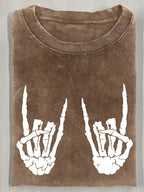 Men's Vintage Rock Logo T-Shirt - 230g Washed Batik Cotton Tee with Long Live Rock Print, Round Neck Casual Music Shirt for Concerts, Festivals & Year-Round Wear - Machine Washable Gift Suitable for Men