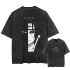 NARUTO Japanese Anime Uchiha Itachi Men's and Women's T-shirts Pure Cotton Washed Old Retro Y2k Harajuku Oversize Short Sleeves Menswear Top