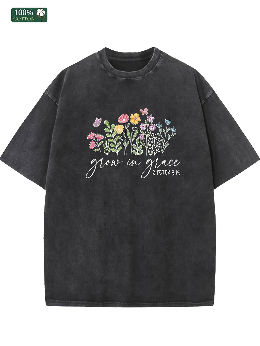 Men's & Unisex 250g Washed Cotton T-Shirt - Loose Fit Short Sleeve Crew Neck with American Style Floral & Motivational Print, Breathable Summer Beach Party Outdoor Shirt, Casual for all-Season Wear (Machine Washable) - Suitable for men,, for all