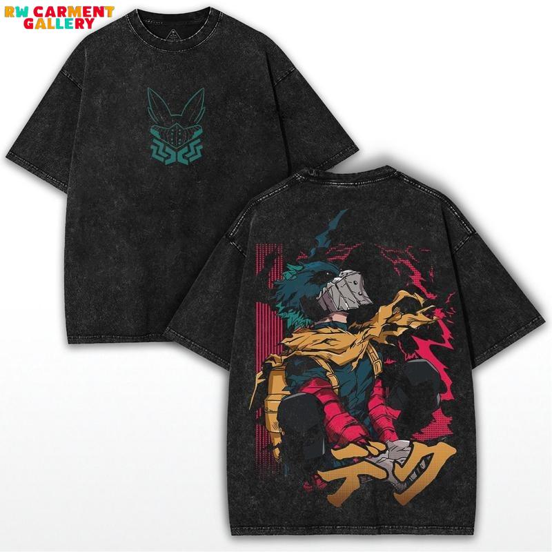 Elevate Your Fan Style with Deku My Hero Academia Graphic Tee - Unisex Washed Cotton T-Shirt Featuring Trendy Anime Print, Soft Comfort for Everyday Wear, Ideal Streetwear and Cosplay for Devoted Lovers