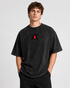 Vintage-Wash Short-Sleeve T-Shirt | *Hunter x Hunter* Hisoka Double-Sided Dark Split-Portrait Oversized High-Street Unisex Tee