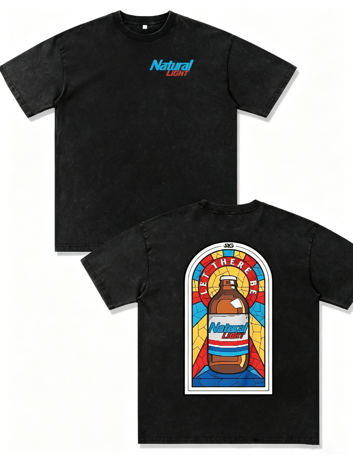 "Vintage Beer Bottle" Double-Sided Print Short-Sleeve T-Shirt – Heavyweight Pure Cotton Oversized Streetwear Tee for Women