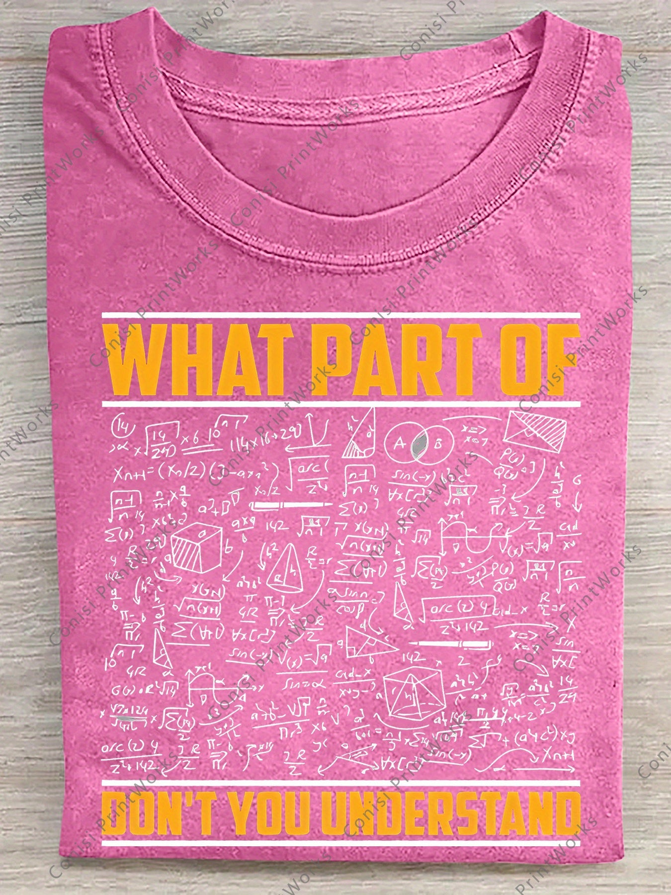 Men's 230g Washed Cotton with Math Equation and "What Part Don't You Understand" Print, Retro Casual Short Sleeve Round Neck Shirt, Suitable for Gym and Outdoor Summer Wear, Machine Washable Holiday Gift, Math Theme Design, Breathable Fabric, Durable