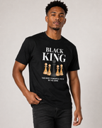American Streetwear Style "Black King" Theme T-Shirt – Loose-Fit Casual Unisex Tee with Checkerboard & Chess Piece Print