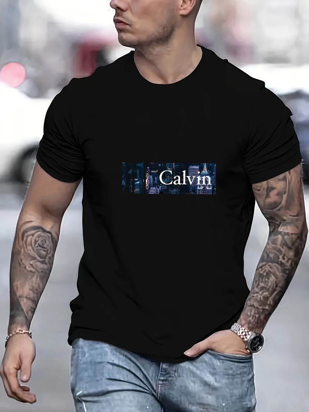 Men's casual daily 100 Cotton T-shirt 180g pure cotton with fun printed T-shirt cotton top T-shirt breathable and sweat absorbing fabric casual short sleeved T-shirt suitable for all seasons