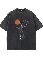 Men's Heavy-Duty Vintage Washed T-Shirt - Soft Breathable Retro Streetwear Top with Distressed look, Round Neck Short Sleeve Casual Shirt, All-Season Comfortable Wear (Machine Washable, Regular Fit)
