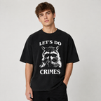 Heavyweight Cotton Oversized T-Shirt – Washed & Distressed Finish with Fun Raccoon Meme Print – American-Style Humorous Streetwear Top