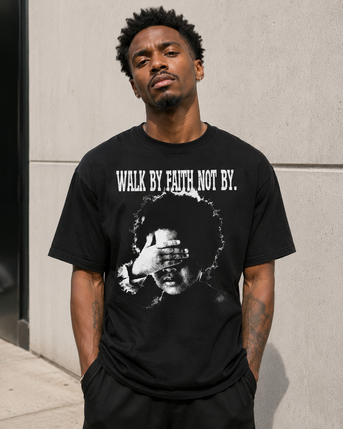 American Streetwear Faith-Themed T-Shirt: Loose-Fit, Casual Short-Sleeve Tee Featuring a Child Portrait Print—A Summer Essential for Couples