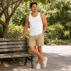Men's 100% White Cotton Crew-Neck Tank Top – Casual Sleeveless Basic T-Shirt