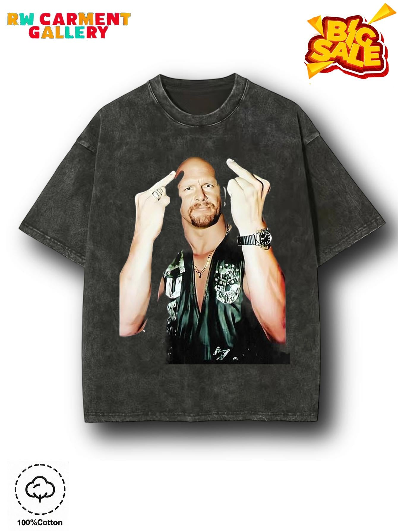 Washed T-shirt STONE COLD STEVE AUSTIN NEW TEE, Wrestling Tee, WWE Tee, Wrestling Gift, Sports Shirt, Workout T-shirt, Gift for Him Gift For Her Hoodie Sweatshirts