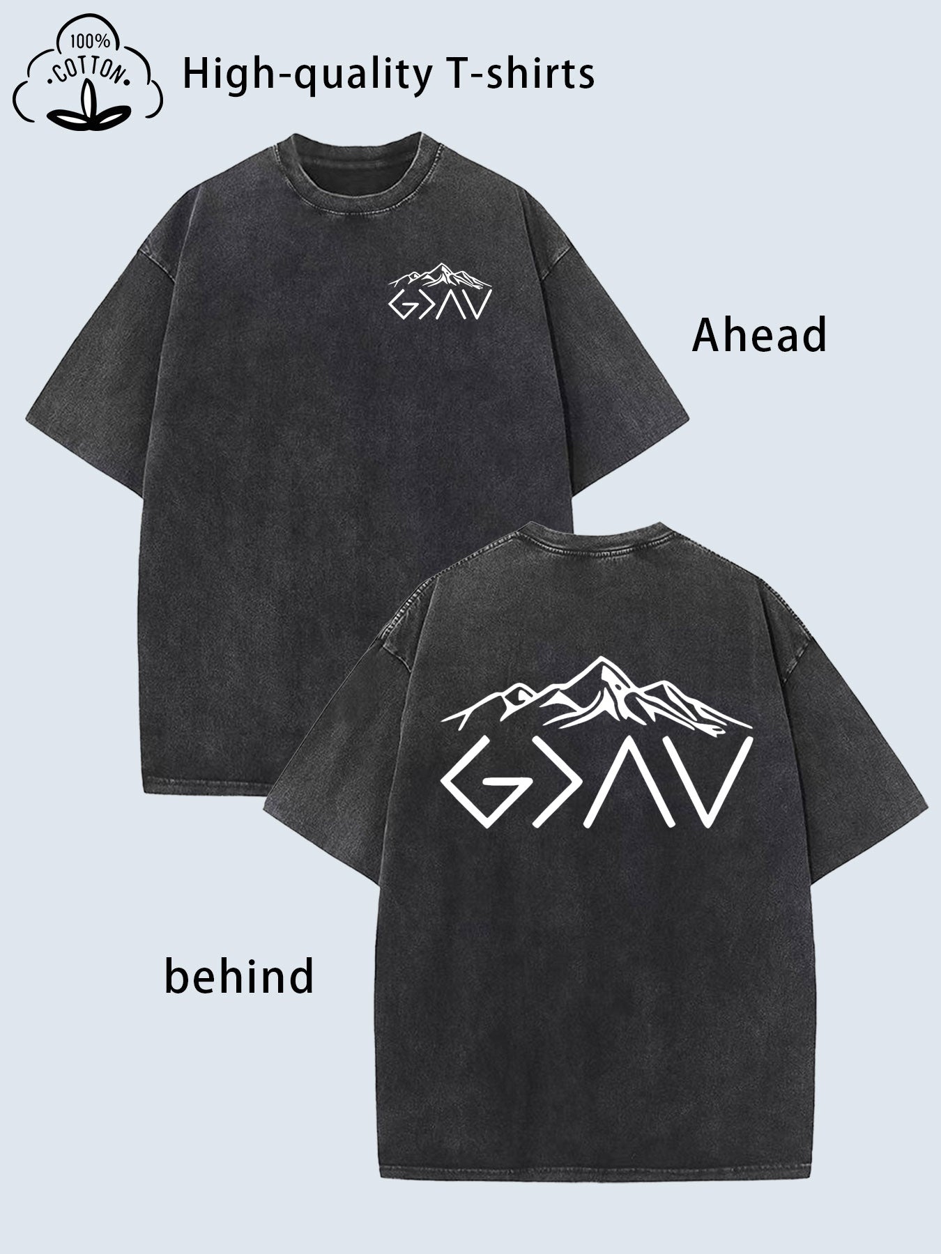 Men'S Heavyweight Vintage Washed T-Shirt - Soft Breathable Fabric with Mountain Graphic Print, Loose Fit Streetwear Tee for Everyday & Outdoor - All-Season Casual Shirt (Brown/White) - Ideal for Hiking, Camping, Urban Style, Camping Attire