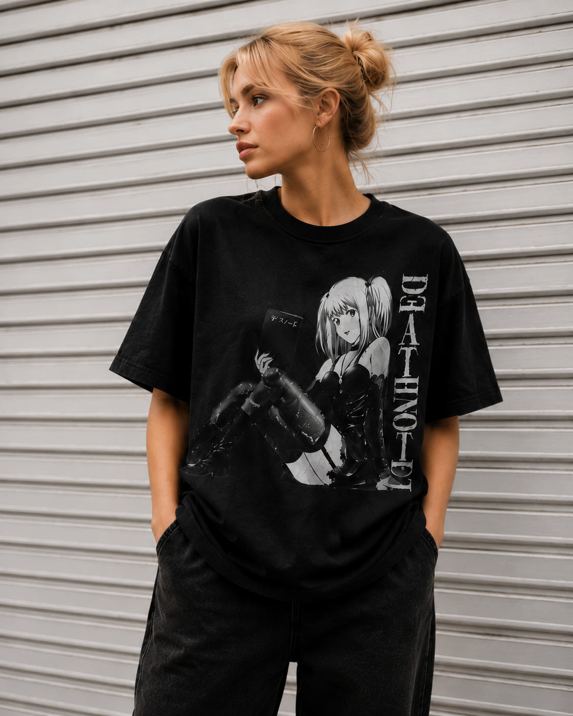 Pure Cotton Double-Sided Anime Print Short-Sleeve T-Shirt – *Death Note* Oversized Street-Style Top for Women