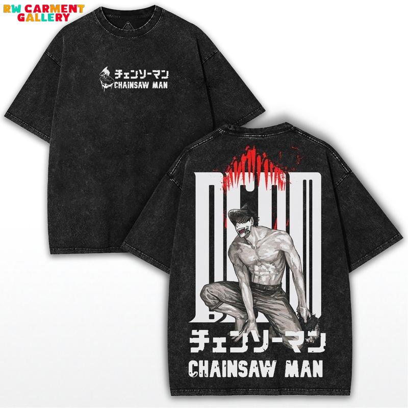 Chainsaw Man Anime Chaos Washed Oversized Graphic Tee - Retro Streetwear Vibes in Heavy Cotton Limited Drop