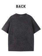 Men's Casual  Washed 230G 100% Cotton Black T-Shirt Short Sleeve,  Style CRY BABY Pattern Cotton T-Shirt Breathable Sweat-Absorbent Comfortable Top, Suitable for Machine Wash, Holiday Gift for Friends