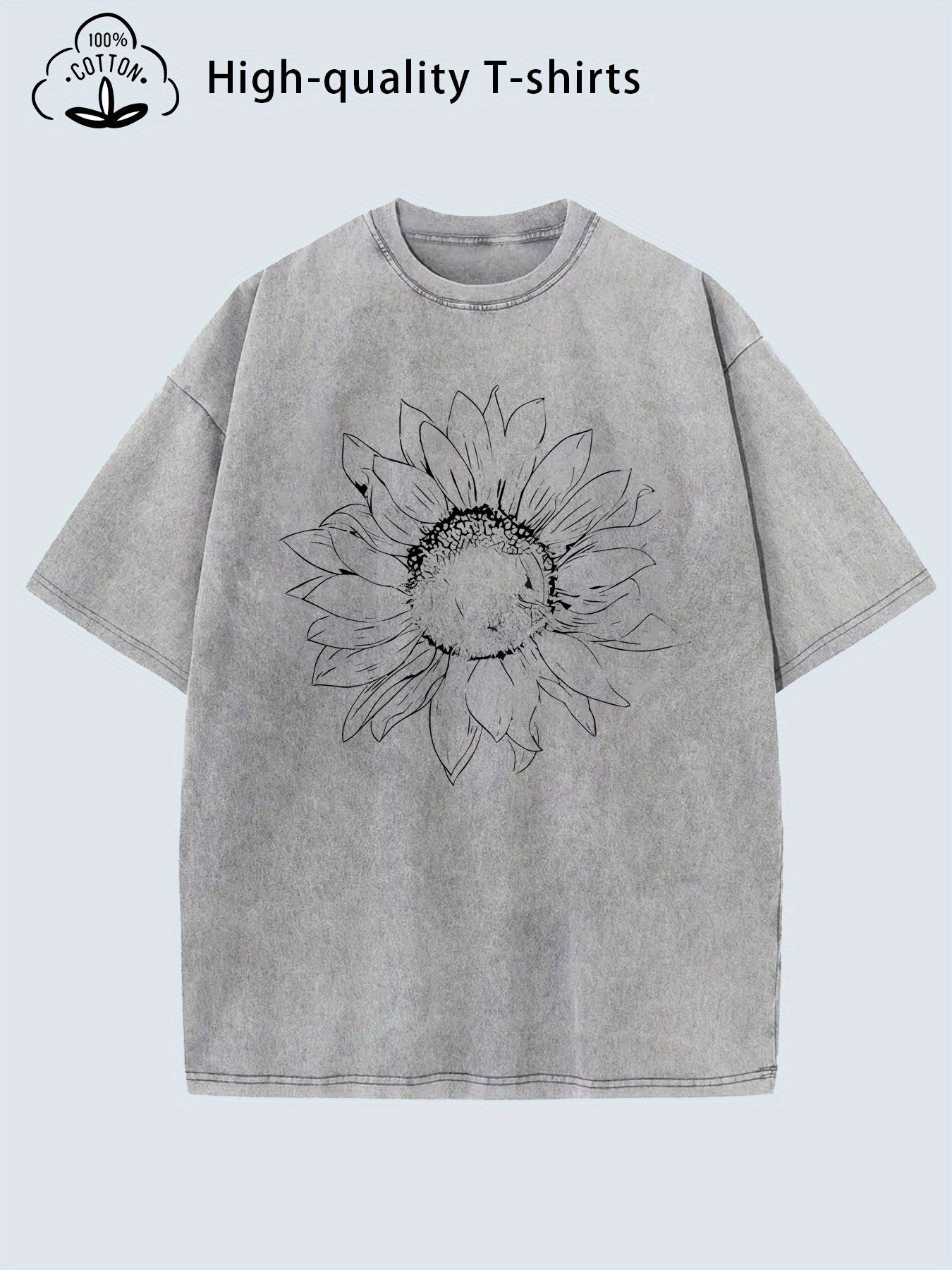 Men's Vintage Heavy-Duty Washed T-Shirt - Oversized Loose Fit Streetwear Tee with Distressed Retro Style, Soft Breathable Fabric, Large Size Short Sleeve Shirt for Urban Casual Wear