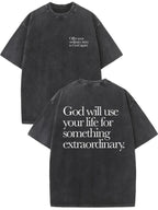 Couples Vintage Washed Print T Shirt Black Graphic Text Design Round Neck Short Sleeve Loose Fit Straight Hem Casual Top