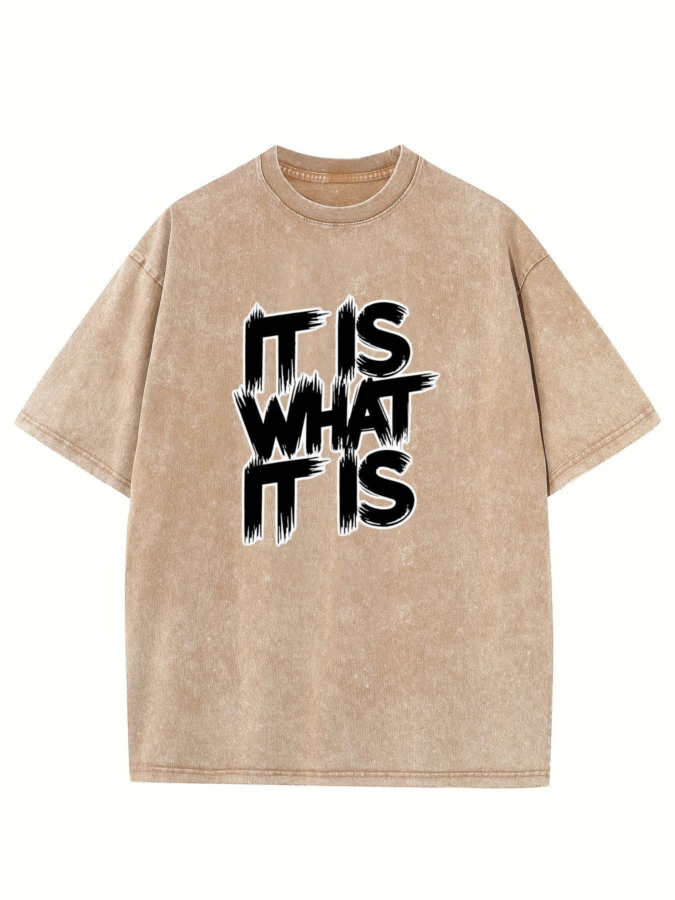 Men'S Heavyweight 230gsm 100% Vintage Washed Oversized T-Shirt - with Retro Street Print, Oversized Round Neck Short Sleeve Casual Tee for All-Season Comfort, Breathable Casual Attire & Layering Essential (Minimalist ) - Ideal for Outdoor Activities