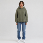 Vintage-wash distressed hooded sweatshirt—a versatile, relaxed-fit casual jacket with a laid-back, dropped-shoulder style.