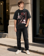 Acid-Washed Vintage-Style *Berserk* (Guts/Berserker Armor) Graphic Tee – Heavyweight, Oversized, Dark Anime Aesthetic – Unisex Retro T-Shirt