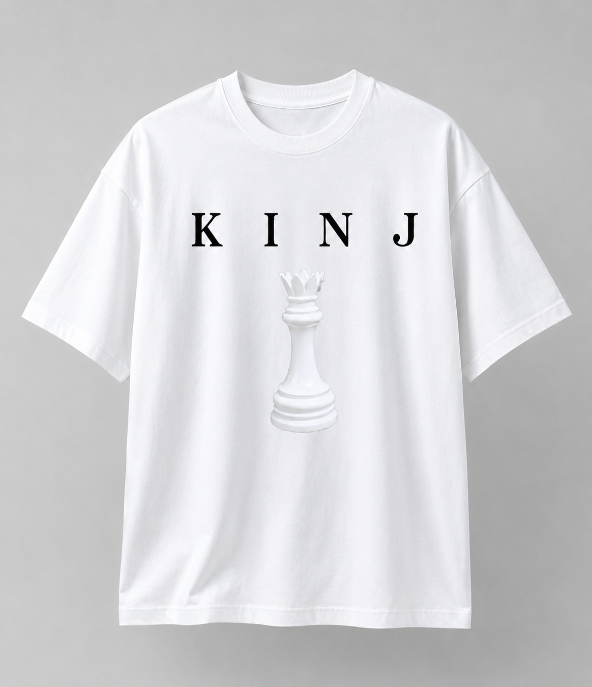 Vintage-Wash Short-Sleeve T-Shirt | "KING" Letter & Chess King Piece Graphic | American-Style Oversized Fit (Unisex)