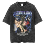 Anime Jujutsu Kaisen T Shirt Vintage Washed T-shirt Gojo Sat Menswear Top Distressed Festive