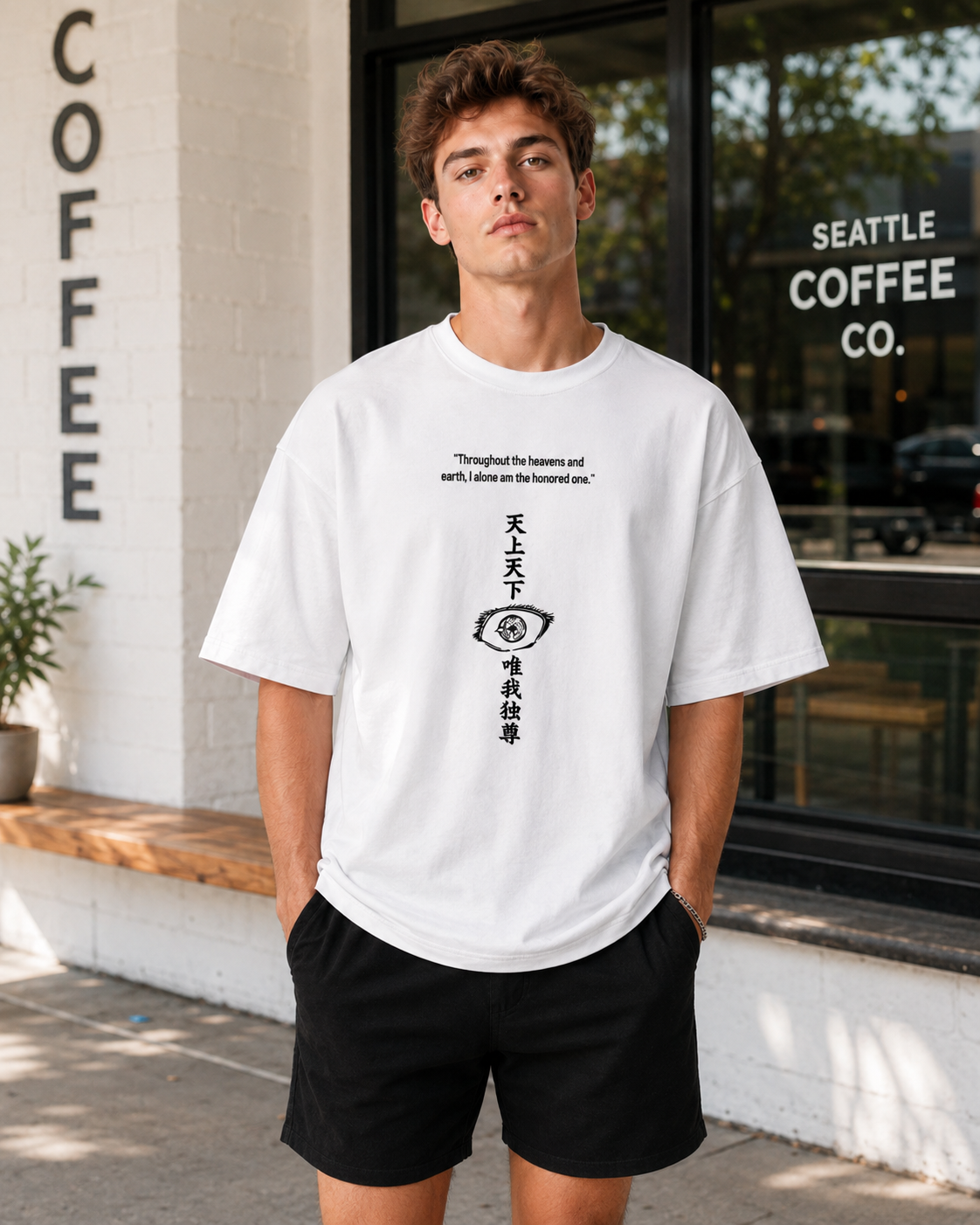 Vintage-Wash Short-Sleeve T-Shirt | *Jujutsu Kaisen* Satoru Gojo Double-Sided Print ("I Alone Am the Honored One") – Unisex Oversized Fit