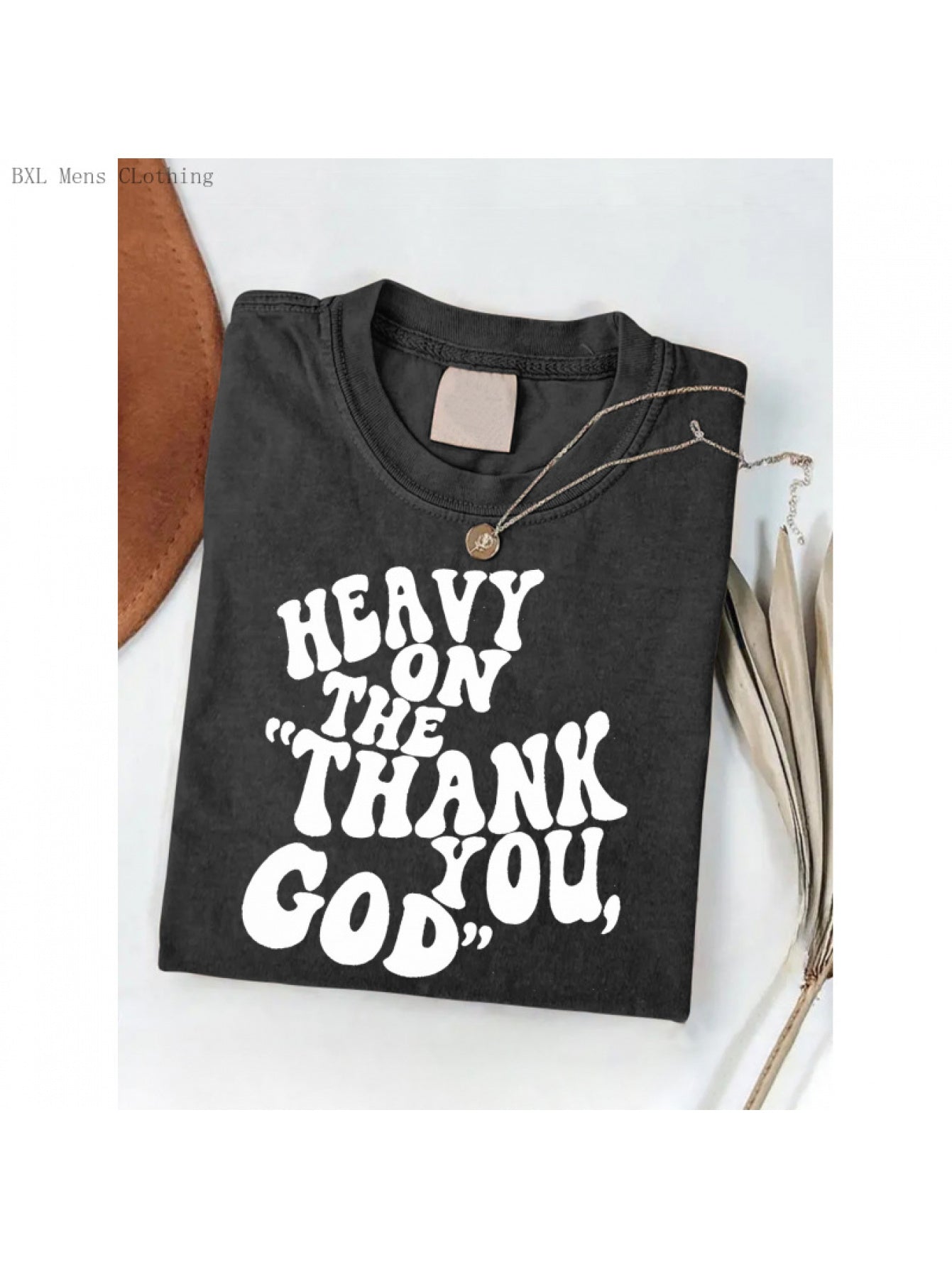 Men's Vintage Faith Gratitude God Religious T-Shirt - 230k/230g Heavy Washed Tee with Round Neck, Short Sleeve & Loose Fit - Suitable for Outdoor, Casual Wear, Christmas Gift for Church & All-Season Apparel
