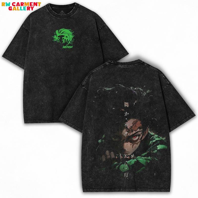 Demon Slayer Graphic Tee + Hashira Squad Art + Washed Oversized Anime Streetwear Drop