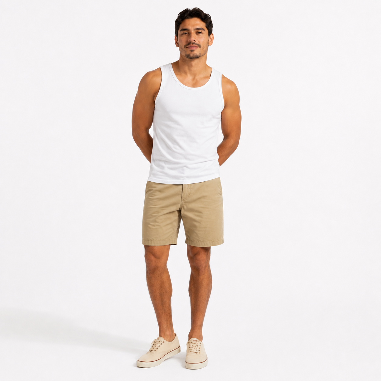 Men's 100% White Cotton Crew-Neck Tank Top – Casual Sleeveless Basic T-Shirt