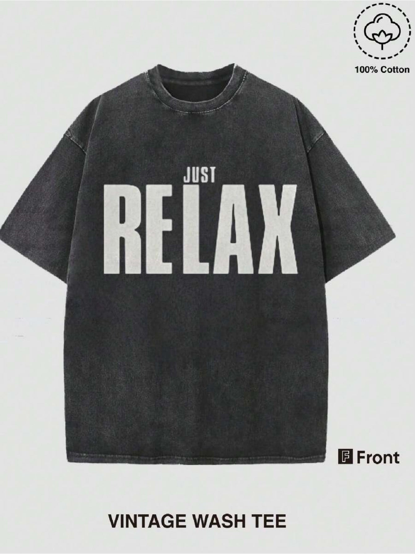 Men's & Women's Vintage Washed "Just Relax" T-Shirt - Soft Pink & Black Oversized Tee, Casual Streetwear Short Sleeve Shirt for Parties, Festivals, Casual Attire - Unisex Loose Fit Round Neck Top