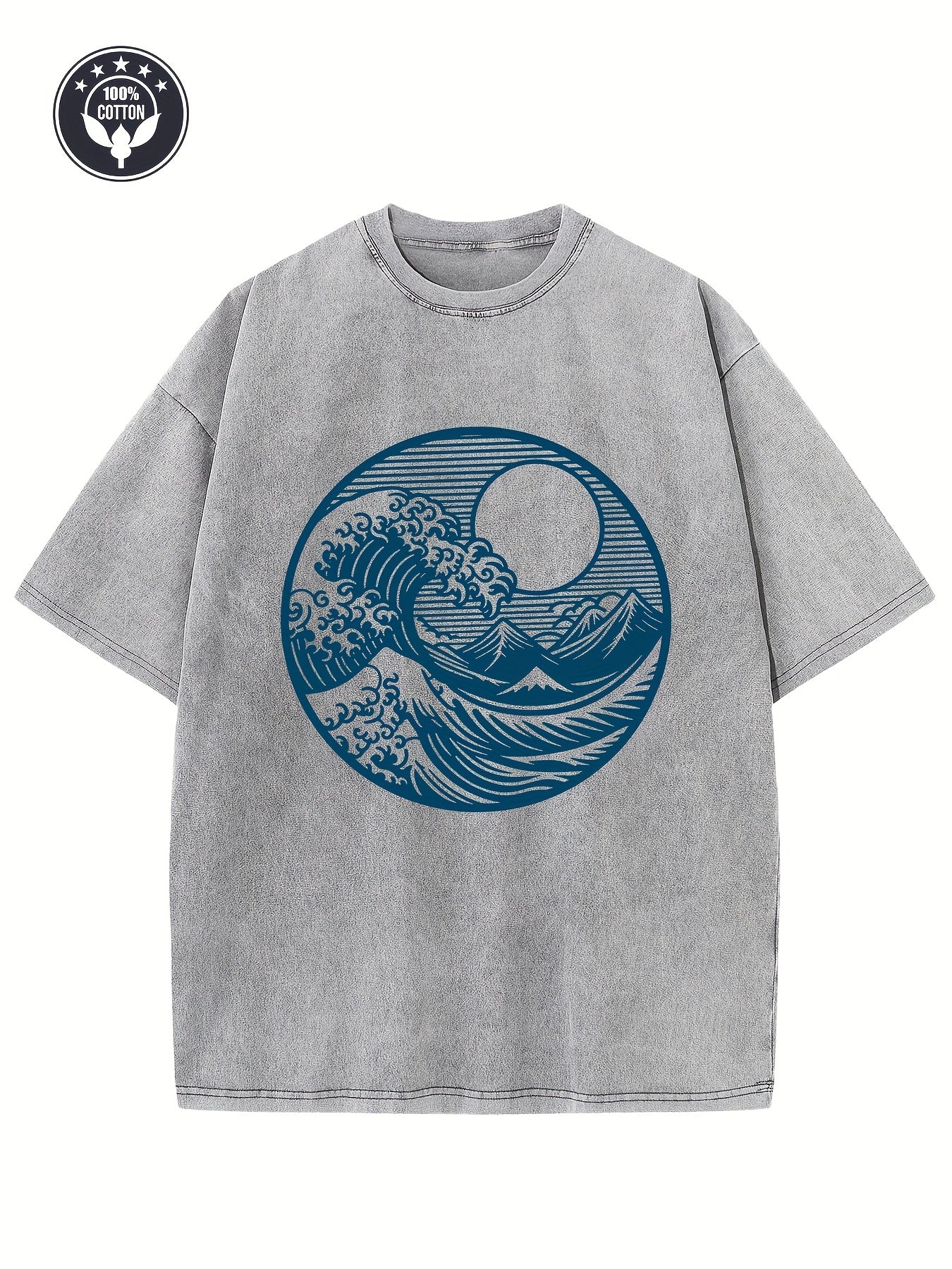 Men's Heavyweight 230g 100% Cotton Vintage T-Shirt - Oversized Loose Drop Shoulder, Soft Washed Texture, Retro Streetwear Style with Ribbed Collar, Unisex Casual Hip-Hop Shirt Suitable for All-Season Wear (Machine Washable)