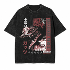 Acid-Washed Vintage-Style *Berserk* (Guts/Berserker Armor) Graphic Tee – Heavyweight, Oversized, Dark Anime Aesthetic – Unisex Retro T-Shirt