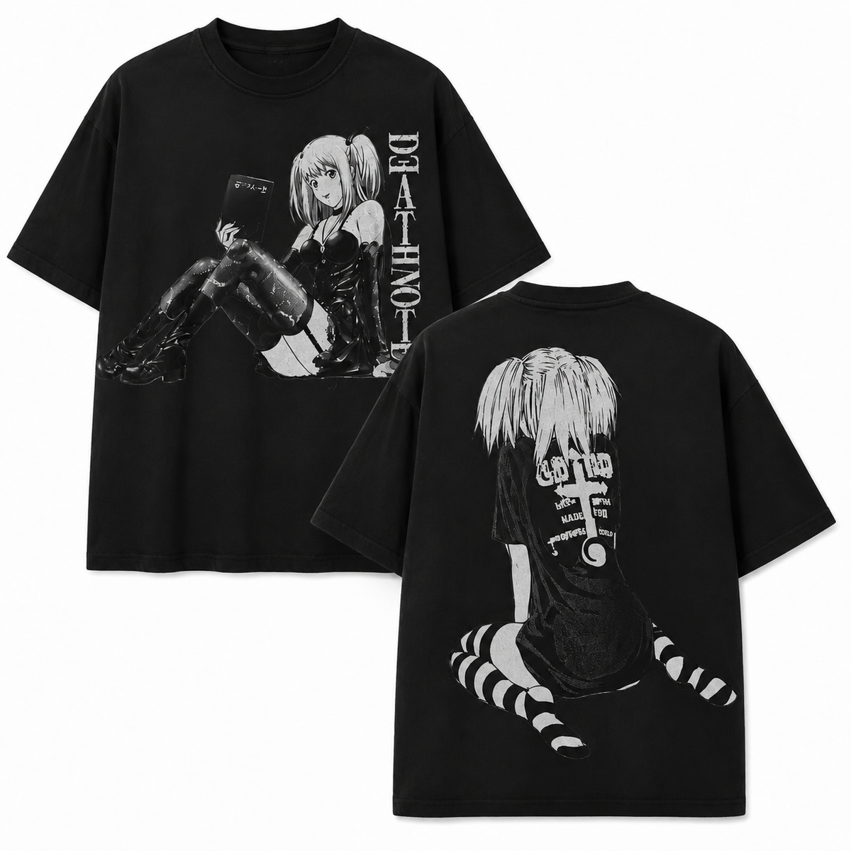 Pure Cotton Double-Sided Anime Print Short-Sleeve T-Shirt – *Death Note* Oversized Street-Style Top for Women