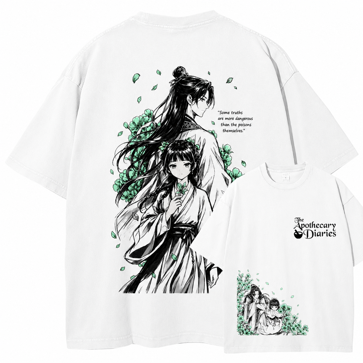 Vintage-Wash Short-Sleeve T-Shirt | *The Apothecary Diaries* Double-Sided Print | Anime Style | Unisex Oversized Fit